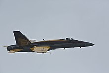 A CF-18A with the RCAF's CF-18 Demonstration Team during an aerial performance, 2016. 2016 MCAS Cherry Point Air Show 160429-M-SW506-0325.jpg