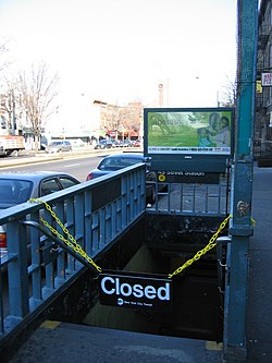 A closed entrance to the 45th Street station in Sunset Park, Brooklyn. 45thstreetstation.JPG