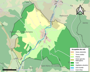 Carte en couleurs présentant l'occupation des sols.