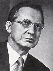 Alcide De Gasperi, the first republican Prime Minister of Italy and one of the Founding Fathers of the European Union. He was Prime Minister from 1945 to 1953 Alcide de Gasperi 2.jpg