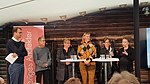 Amanda Lind i Almedalen 2019 under ett kulturpolitiskt samtal med Sveriges Arkitekter.