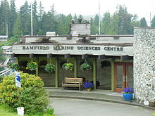 The main building of the Bamfield Marine Sciences Centre, and one of the original cable station buildings. BMSCsign.JPG