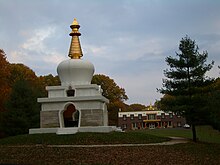 On the grounds of Tibetan Mongolian Buddhist Cultural Center, Bloomington, Indiana Bloomington-TibetanCC-Stupa-9107.jpg