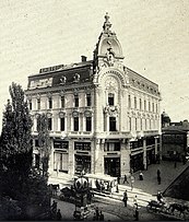 Building at the intersection of Calea Victoriei with Strada Franklin, Bucharest, circa 1900, by Leonida Negrescu.jpg