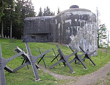 Czechoslovakia built a system of border fortifications from 1935 to 1938 as a defensive countermeasure against the rising threat of Nazi Germany. Bunkr Skutina 3 - panoramio.jpg