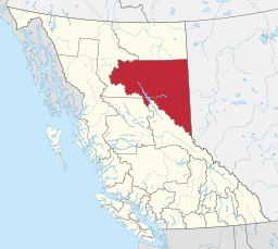 Peace River Regional Districts läge i Brtitish Columbia.