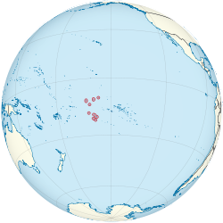 Cook Islands on the globe (French Polynesia centered)