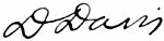 A signature reading "D Davis"