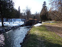 One of two remaining stone bridges over Furnace Brook