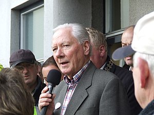 Irish broadcaster Gay Byrne speaking at a publ...