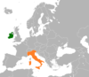 نقشهٔ موقعیت ایتالیا و ایرلند.