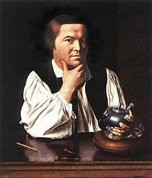 Paul Revere with a silver teapot and some of his engraving tools John Singleton Copley - Paul Revere - WGA5216.jpg