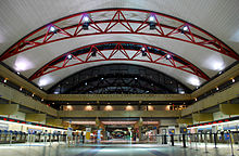 Pittsburgh International Airport's Landside Terminal KPIT Land Terminal Night.jpg