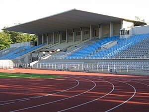 Die Haupttribüne des Stadions im August 2006