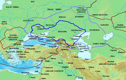 The Khazar Khaganate and Magyars around 830