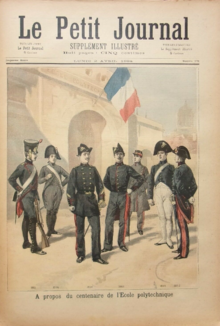 Couverture du Petit Journal : représentation des uniformes depuis la création de l'École (1894).