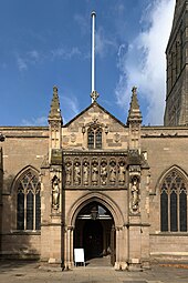 Vaughan Porch (1897) by George Frederick Bodley Leicester Cathedral Vaughan Porch.jpg