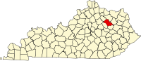 Округ Бат на мапі штату Кентуккі highlighting