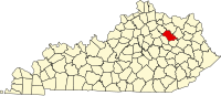 Map of Kentaki highlighting Bath County