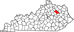 map of Kentucky highlighting Bath County