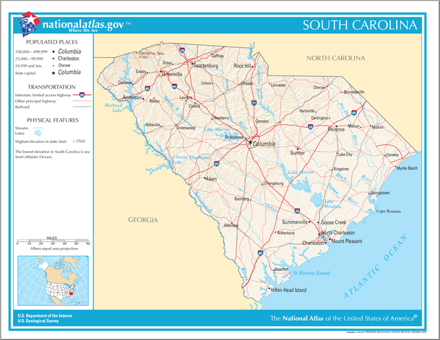 Karte von South Carolina