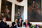 Mirek Topolánek, Barack Obama and Václav Klaus at Prague Castle 2009-04-05