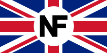 One variant of the National Front logo used by the party National Front flag (Union Jack Variant).svg