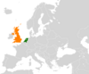 Location map for the Netherlands and the United Kingdom.