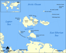 Kartta Uuden-Siperian saarista.