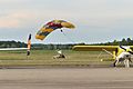 Skydivers landing