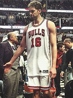 Paul Gasol high five with Stryde at the end of the Chicago Bulls game (cropped).jpg