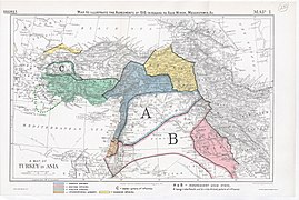 مذكرة لوزارة الخارجية البريطانية في يناير 1919 لخصت اتفاقيات الحرب بين بريطانيا وفرنسا وإيطاليا وروسيا بشأن الأراضي العثمانية.