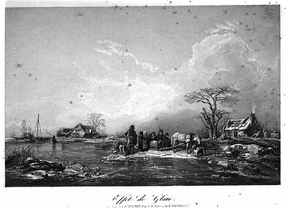 Per Wickenberg Effet de glace, gravure parue dans l'Illustration de 1846-1847 d'un tableau au musée du Louvre