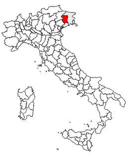Kort over Italien med Provincia di Pordenone har markeret