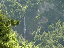 Chute d'eau de cent-vingt mètres dans la forêt de la Perućica.