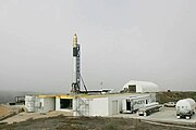 Falcon rocket on the pad, Space Exploration Technologies, (SpaceX) Space Launch Complex - Three West (SLC-3W), Vandenberg Airforce Base.