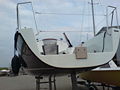 The self-bailing transom stern of a modern fiberglass sloop (Tirion28)