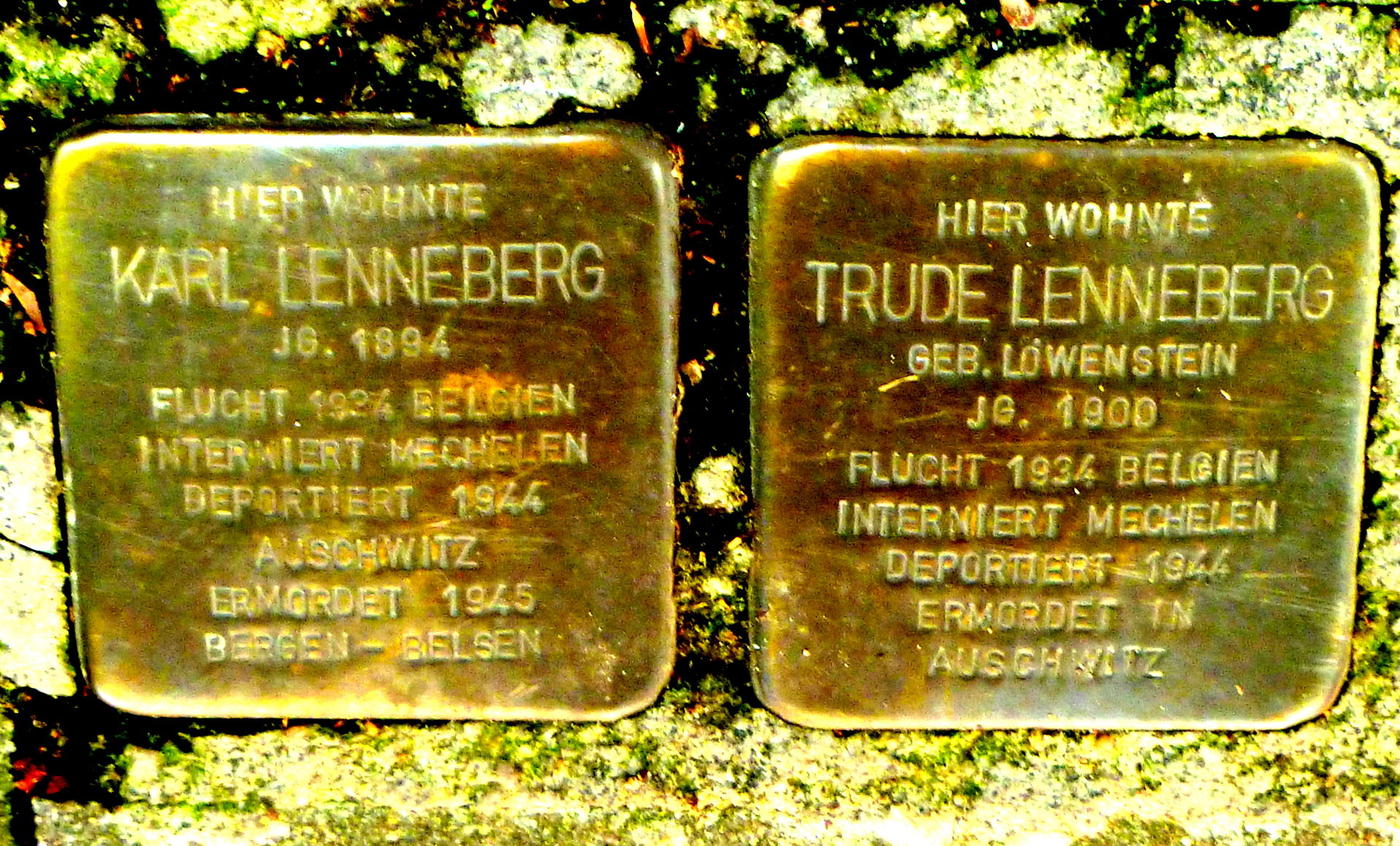 Stolpersteine Trude und Karl Lenneberg, Aachen.JPG