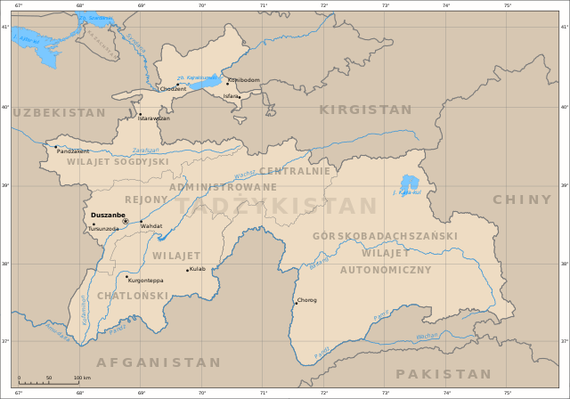Mapa Tadżykistanu