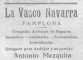 Tarjeta Antonio Mezquita en representación de La Vasco Navarra
