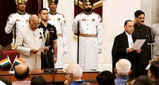 President Kovind administering the oath to Ranjan Gogoi.