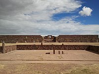Versunkener Hof des halbunterirdischen Tempels von Tiwanaku, Bolivien