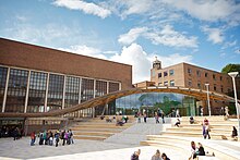 The Piazza, outside the Great Hall and University Reception University of Exeter Piazza (6946750730).jpg