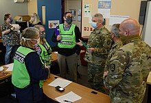 The Oregon National Guard in a group discussion with members of the Confederated Tribes of Warm Springs on PPE Warm Springs leaders, Oregon National Guard discuss COVID-19 support (49810635773).jpg