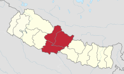 Läntisen kehitysalueen sijainti Nepalissa.