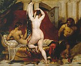 William Etty's "Candaules, King of Lydia, Shews his Wife by Stealth to Gyges, One of his Ministers, as She Goes to Bed"