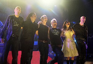 From left to right: Jeroen van Veen, Stephen van Haestregt, Ruud Adrianus Jolie, Martijn Spierenburg, Sharon den Adel, Robert Westerholt.