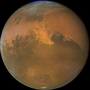 Image of Mars showing northern Drylands (ochre...