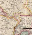 白ナイル川の西岸にあるラドの位置を示すラド飛び地の地図。ラド(中央の桃色部分)とその周辺
