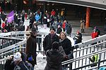 Engström tillsammans med Carl Schlyter och Anna Troberg vid demonstrationen mot ACTA 2012.